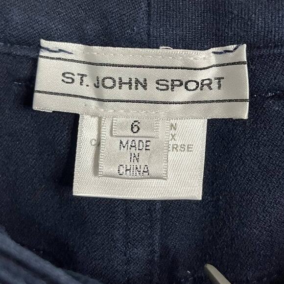 ST. JOHN SPORT Vintage Pants High Waist Navy Blue w/ Gold Straight Leg 6 - Picture 7 of 8